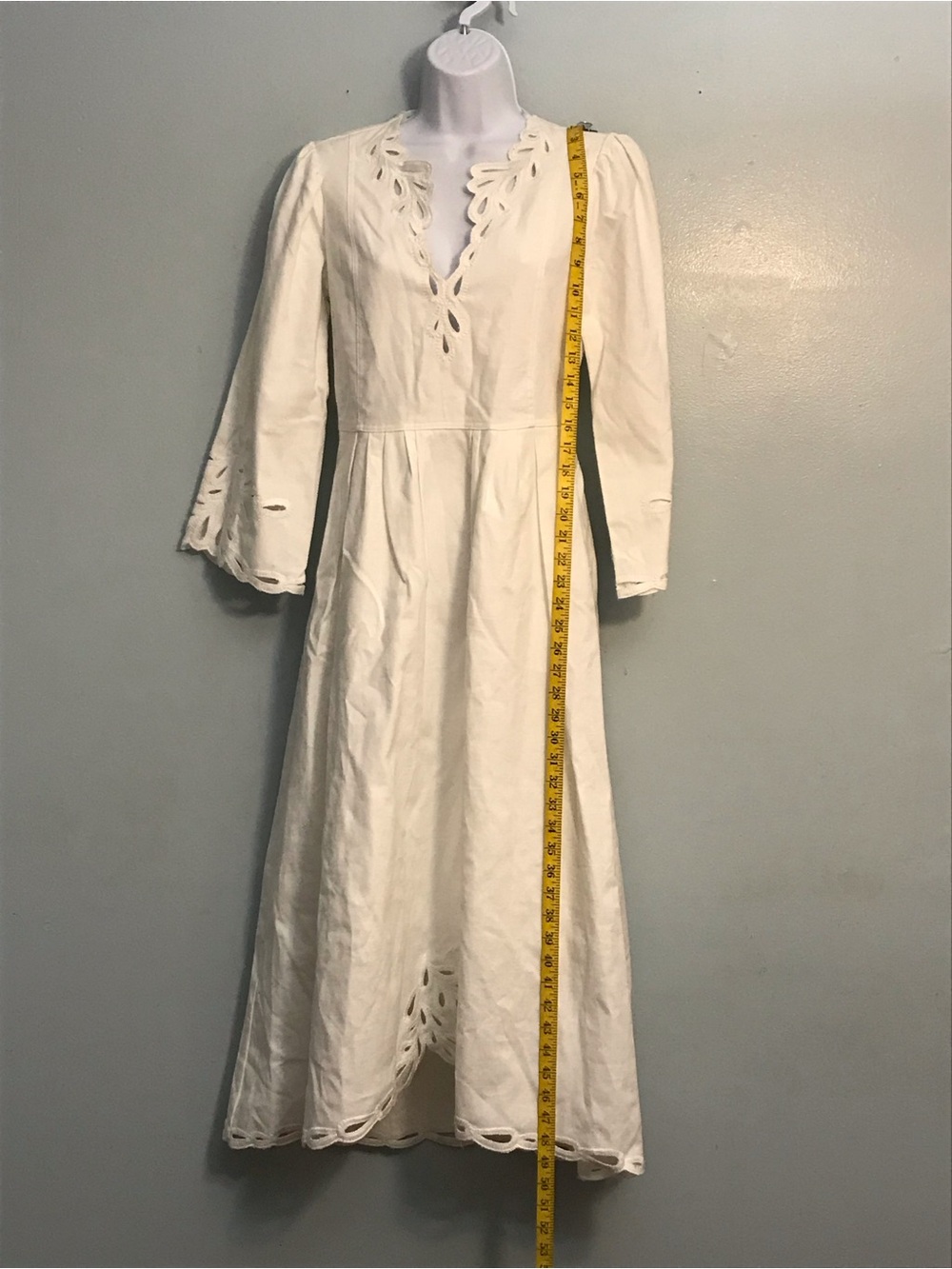 Magaschoni White Eyelet Maxi Dress with V-Neck Cutouts